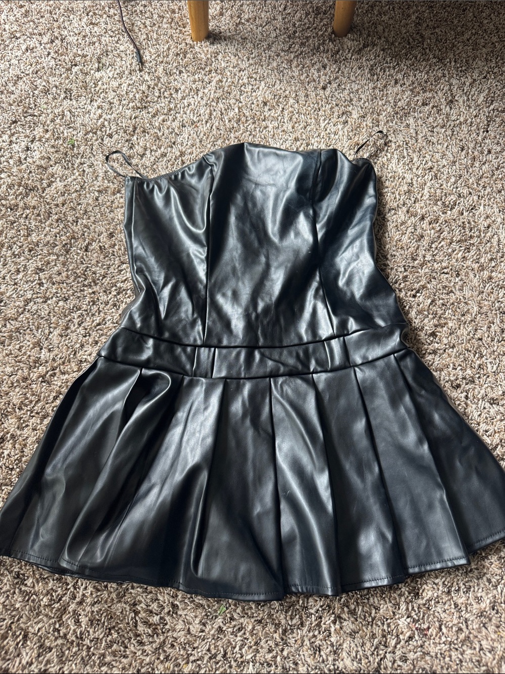 Moon Goddess Boutique Black Faux Leather Mini Dress